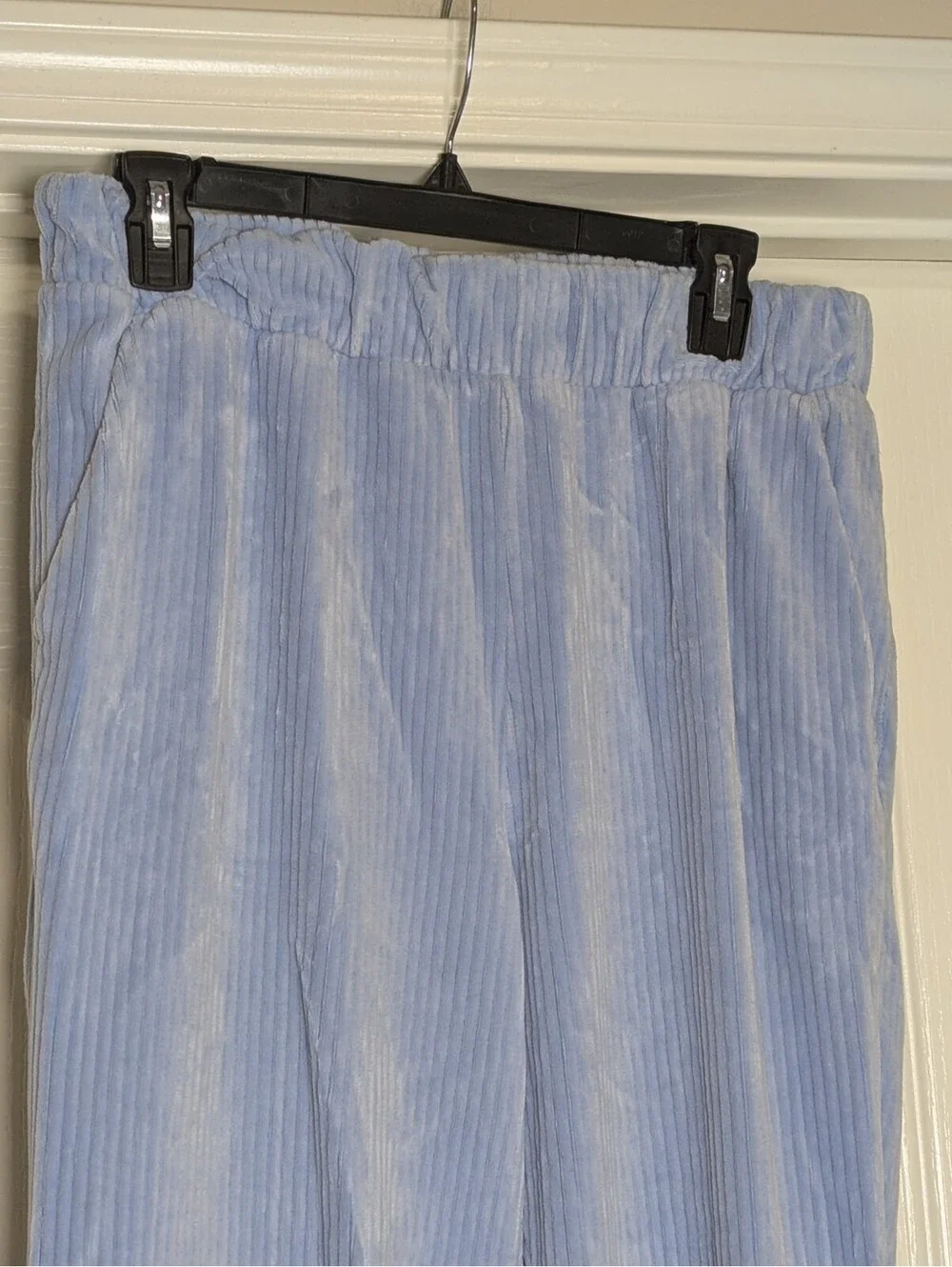 Blue Joggers Ribbed Thick Elastic Waist Women's Size Medium Pockets